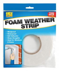 FOAM WEATHER STRIP 2pk 10m