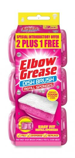 ELBOW GREASE PINK DISH BRUSH REFILL 3pk