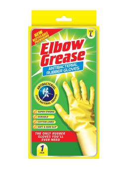 ELBOW GREASE ANTI BAC RUBBER GLOVES LARGE 1PK