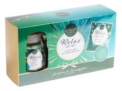 CANDLE, SALTS & BATH BOMB SET - RELAX