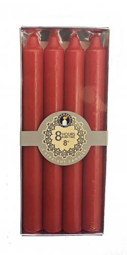 SET OF 4 8'' STRAIGHT CANDLES - RED